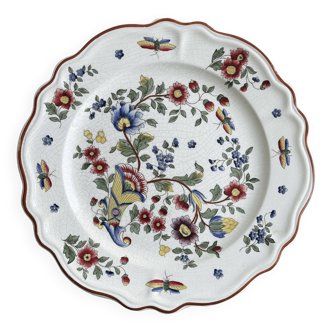 Assiette - plat de présentation motifs floraux, Rouen.