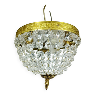 3-light bronze and crystal ceiling light