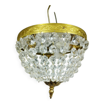 3-light bronze and crystal ceiling light