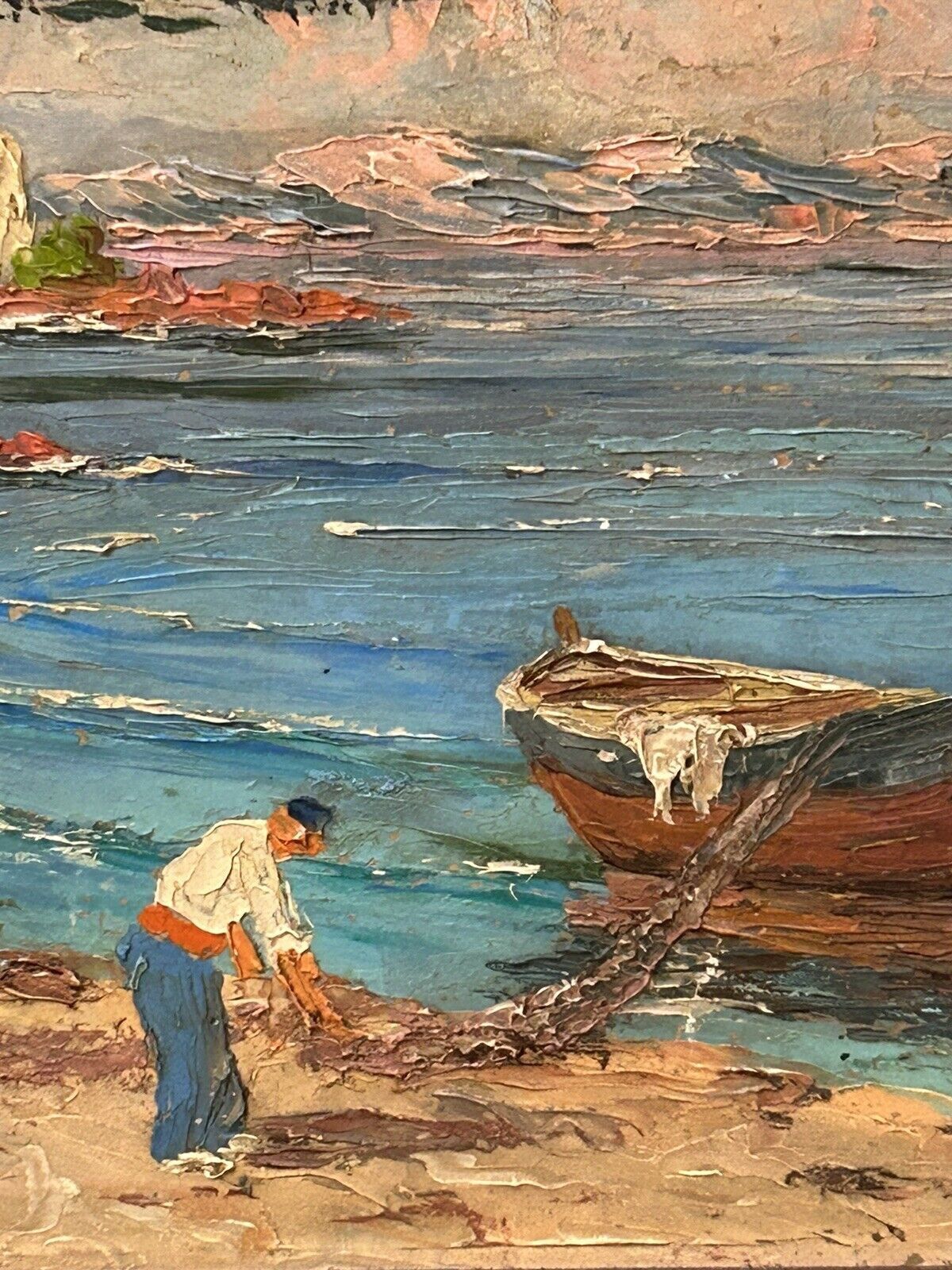 Oil on isorel, mediterranean, marine signed impressionist henri bargin