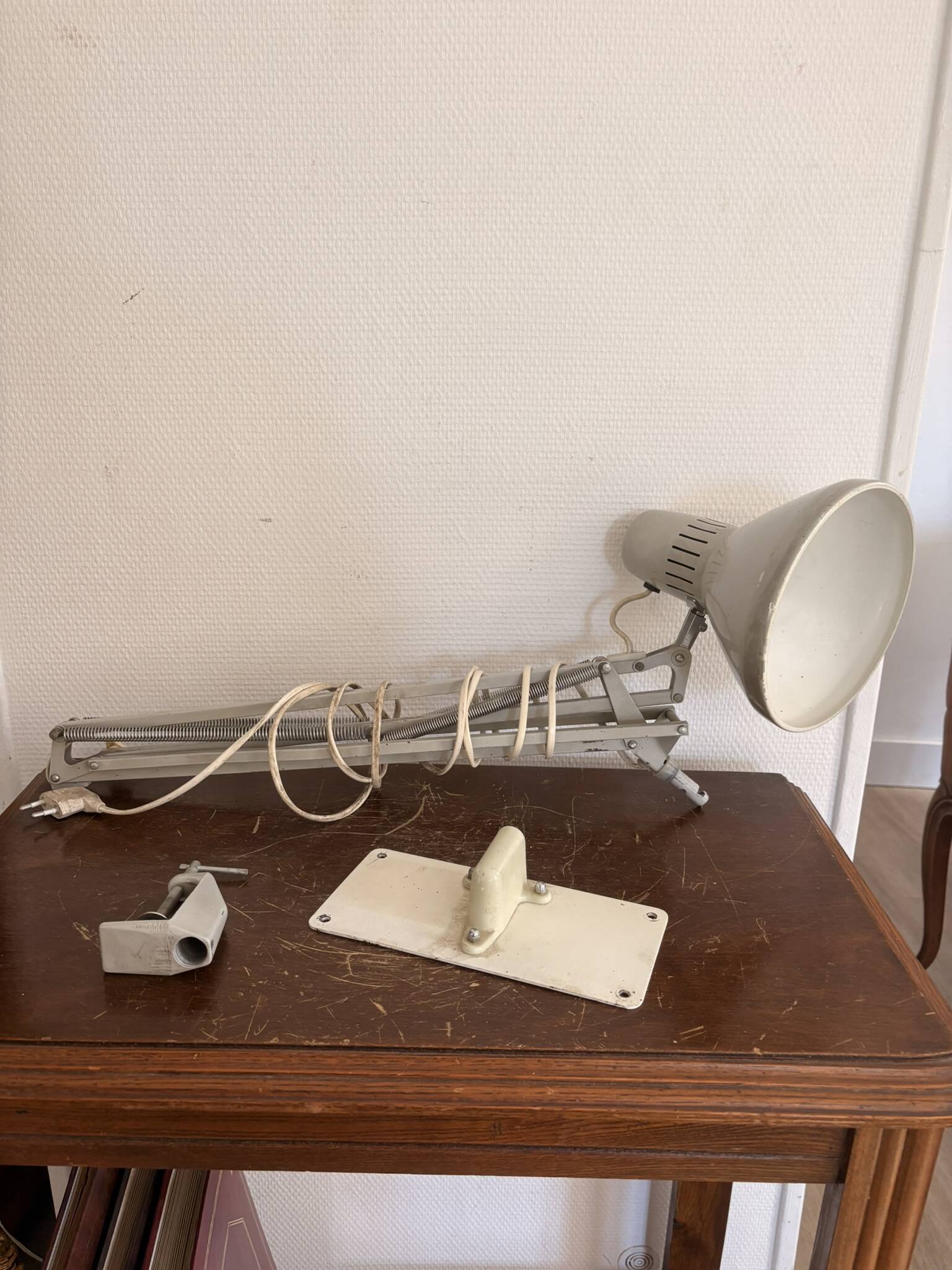 Vintage Grey Articulated Architect Lamp 1970s Ledu Office CHR Caen
