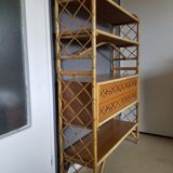 Louis Sognot vintage bamboo and rattan library - 1960s