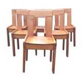 Set of 6 vintage chairs in solid pine.