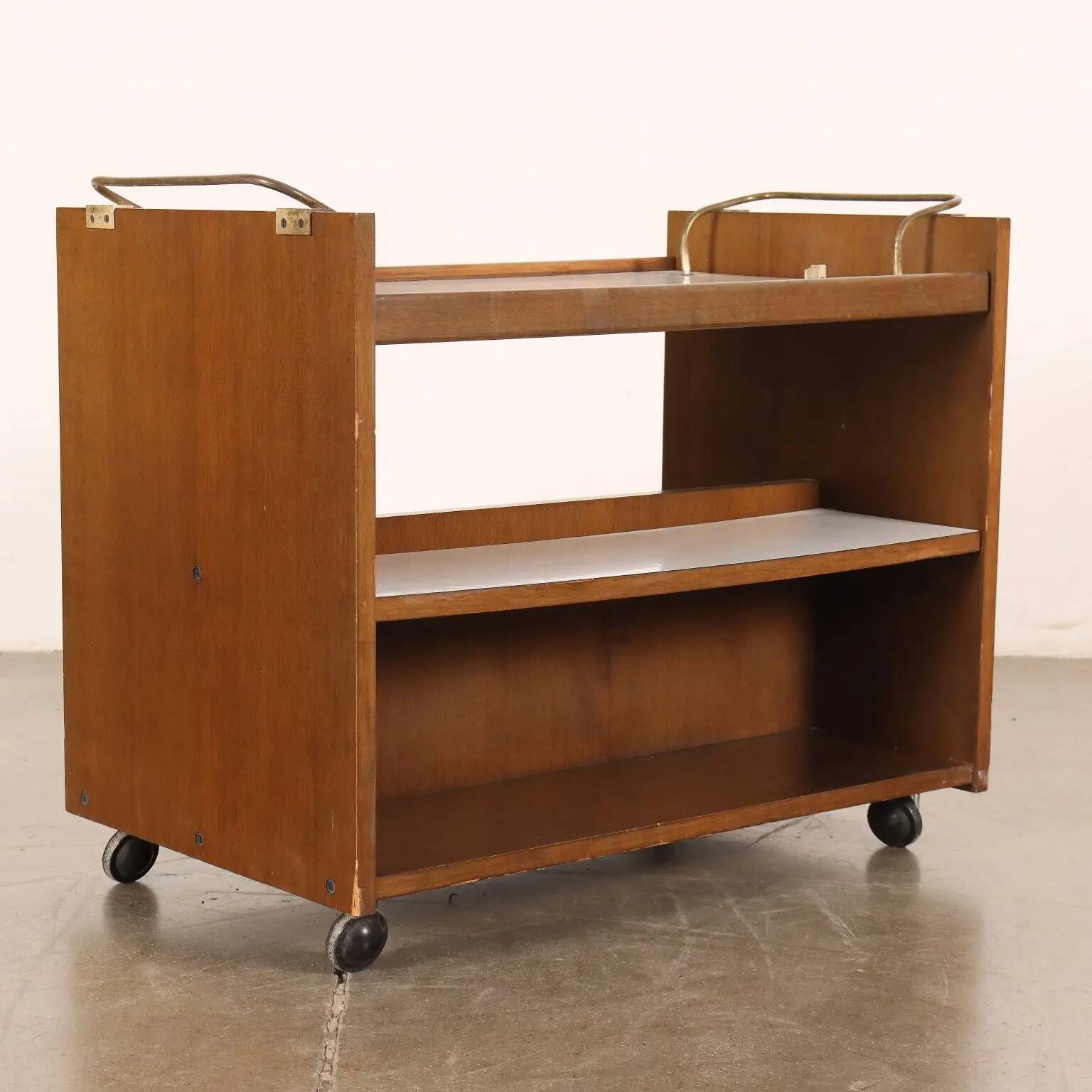 Vintage kitchen sideboard in laminate and walnut veneer, 1970s design.