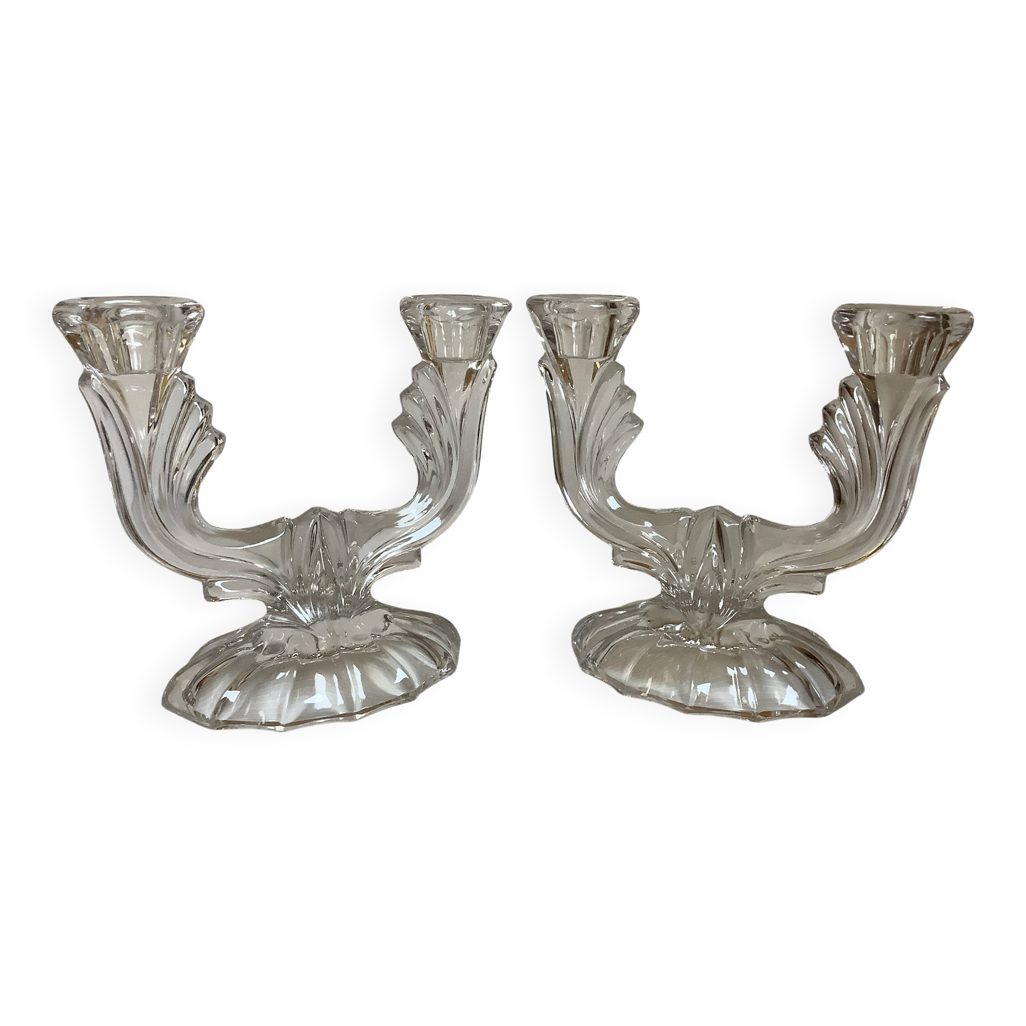 Pair of two-light Art Deco candlesticks