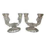 Pair of two-light Art Deco candlesticks