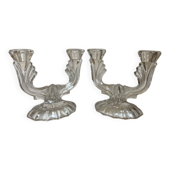 Pair of two-light Art Deco candlesticks