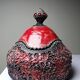 Vintage 2000s red and grey handmade raku jewellery box
