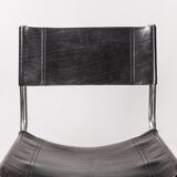 Set of 4 chairs in black leather 70s vintage