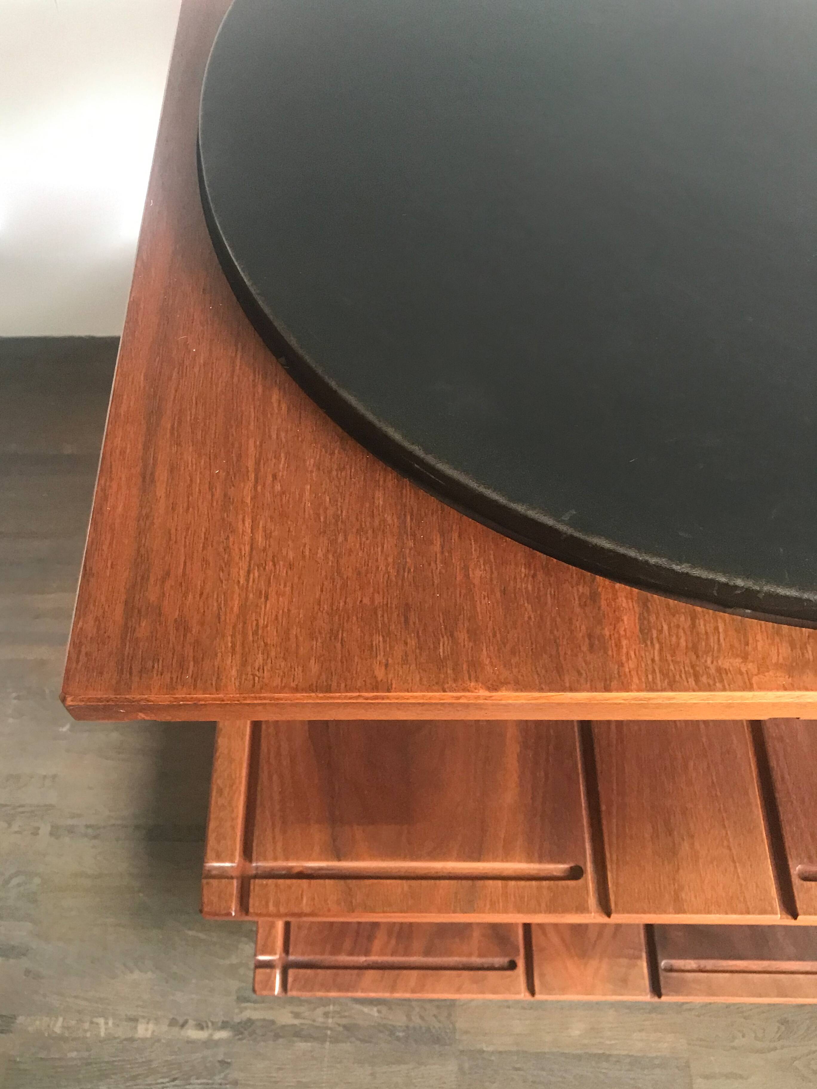 Gianfranco Frattini for Bernini italian wood leather swivel bookcase 1960s