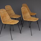Mid-Century Wicker Chairs by Gian Franco Legler, 1950s. Set of 4