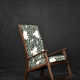 Mid-century modern Danish rocking chair in wood and fabric with Monstera leaf pattern, 1960s.