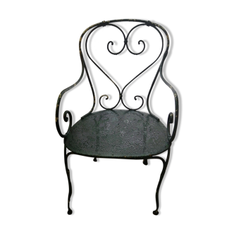 Old vintage old wrought iron metal volute chair
