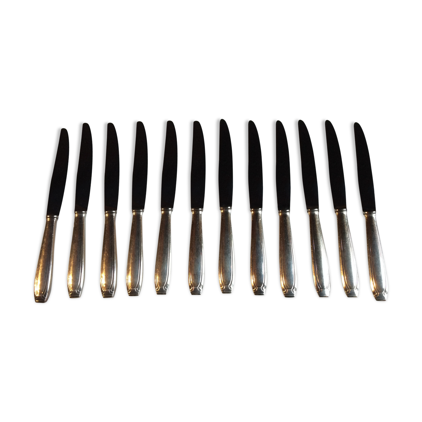 Art Deco silver metal knives