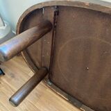 Vintage ceramic and wood oval coffee table