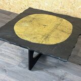 60s 70s Brutalist Coffee Table Side Table Slate Top Design