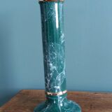 Bougeoir colonne en céramique effet marbre vert et or