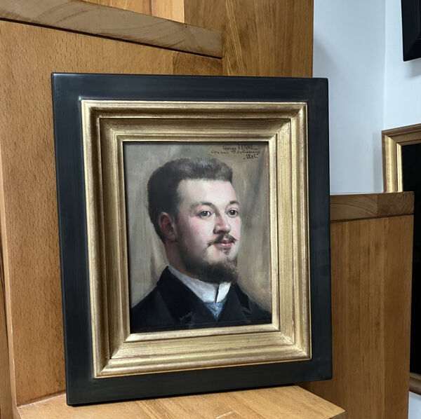 Georges Ferré (1853-1924) Portrait d'un ami, 1886, huile sur panneau, signé