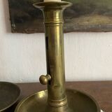 Gold-plated brass push-button candle holder