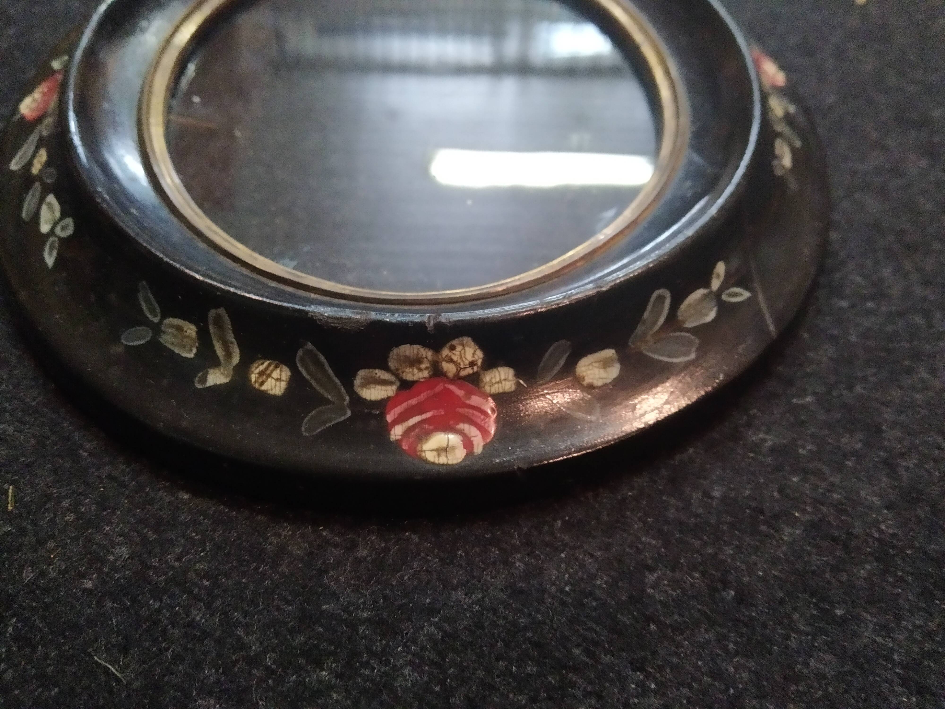 Napoleon frame III décor painted leafy flowers 23 cm x 17 cm