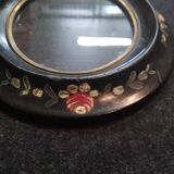 Napoleon frame III décor painted leafy flowers 23 cm x 17 cm