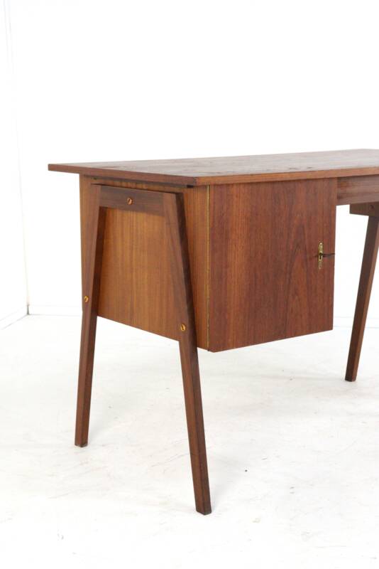 Bureau en teck du milieu du siècle « Hellendoorn » - design vintage hollandais