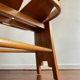 Vintage brutalist curved oak dining chairs from allmilmö, 1980s, set of 4. unique danish design.