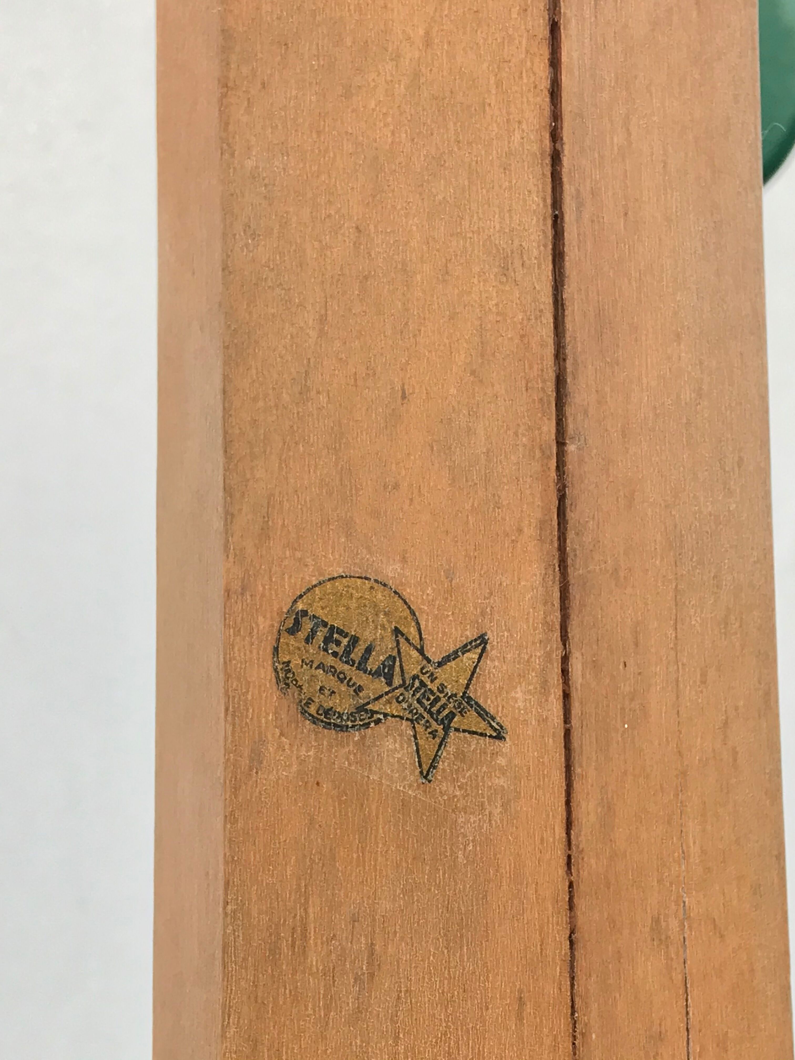 Portemanteau parrot wood tripod 12 black balls Stella 1960