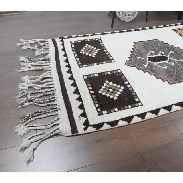 Vintage Turkish Oushak Handmade Wool Runner 100x365
