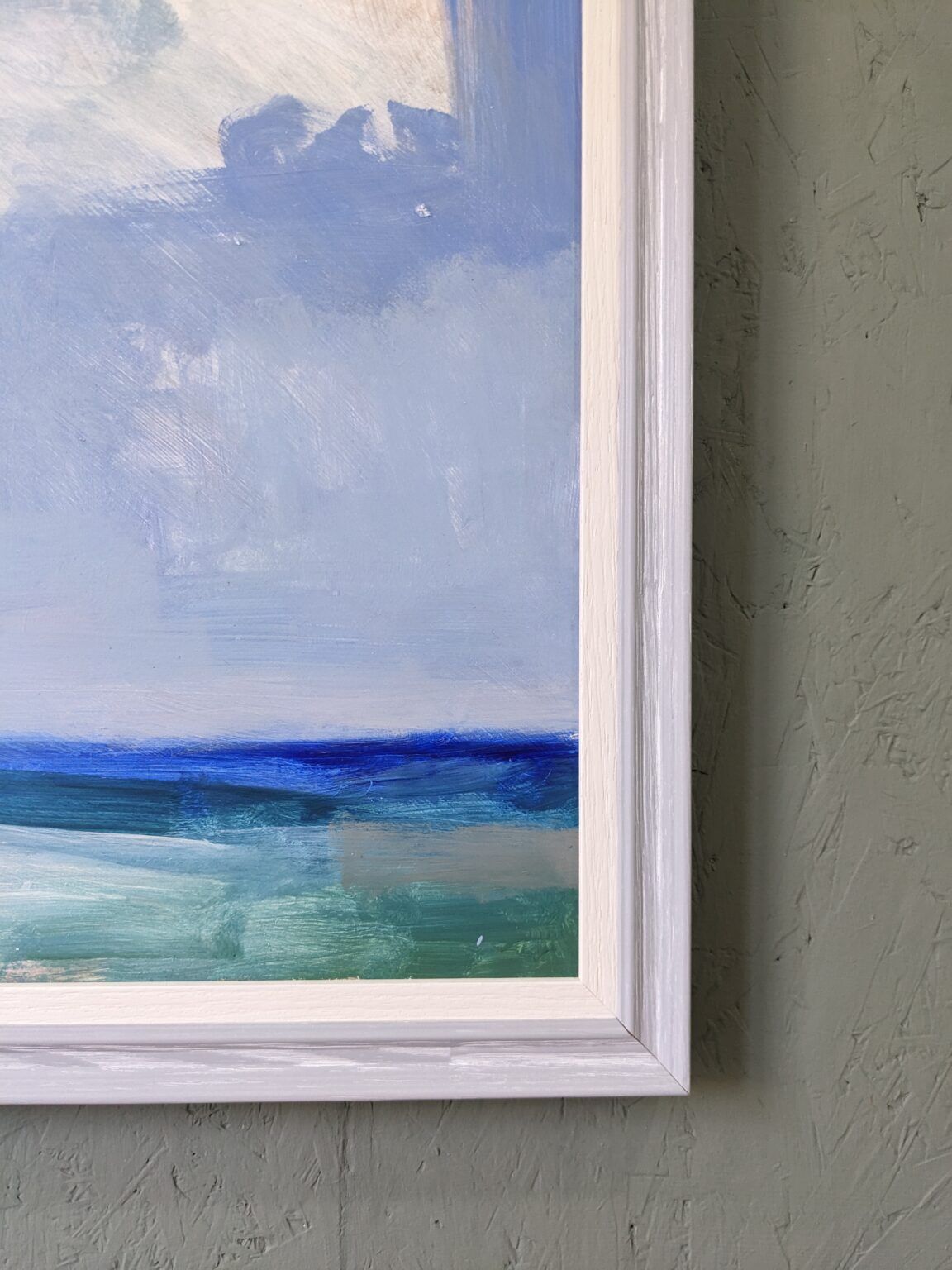 Contemporary "Summer Clouds" Abstract Seascape by British Artist Ian Mood, Framed Oil Painting