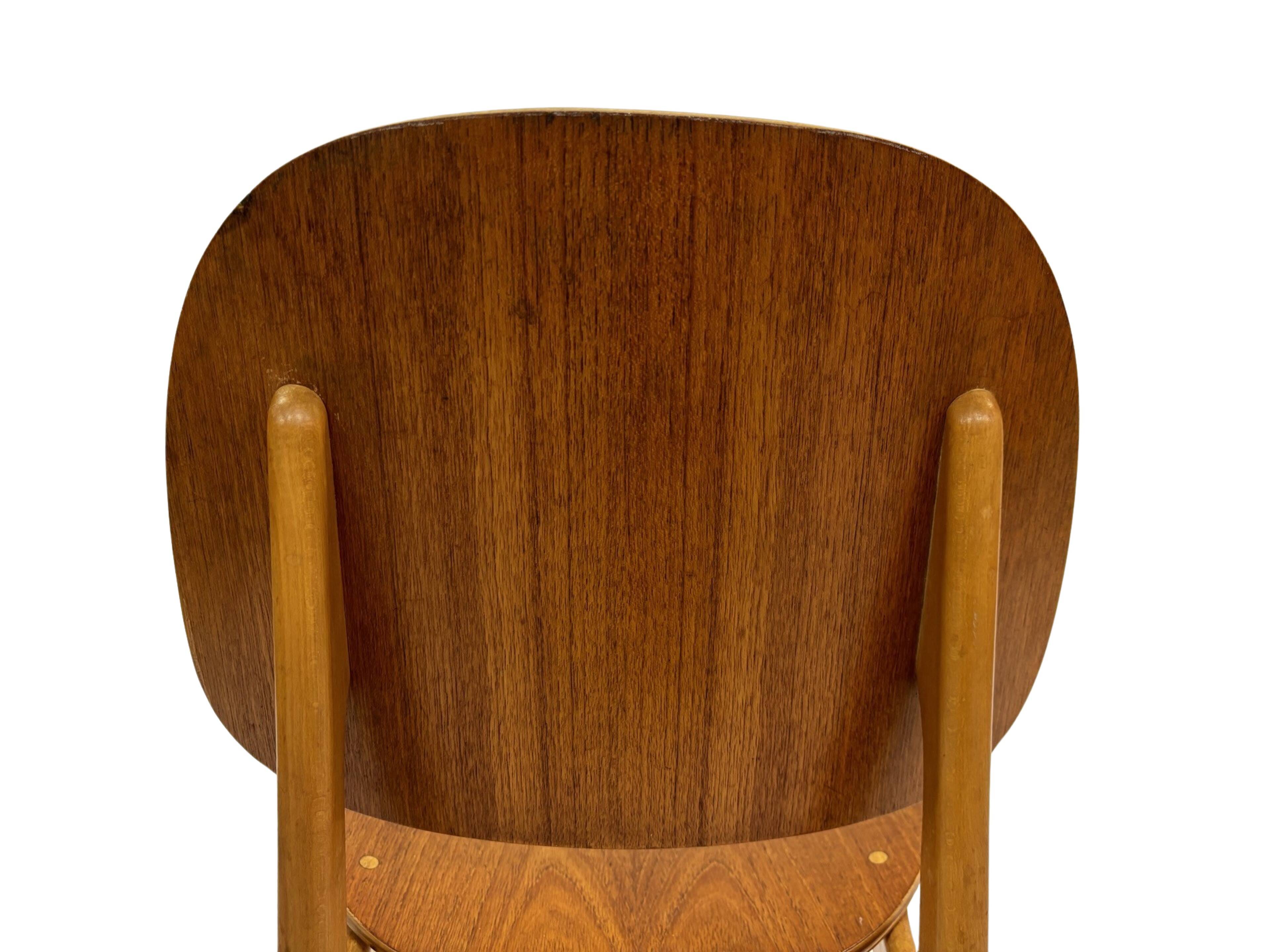 Vintage dining room chair Scandinavian 1960s plywood and teak design