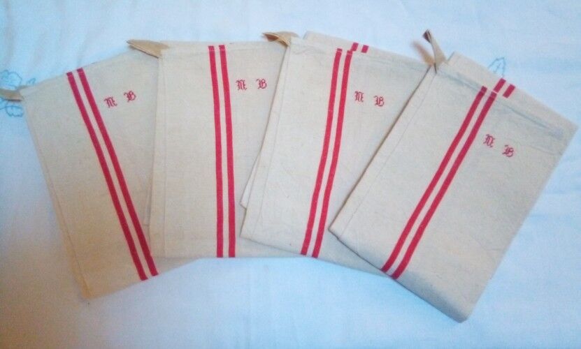 4 torchons anciens monogrammes