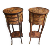 Paire de chevets en bois marqueté