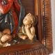 Painting, low relief in polychrome plaster, virgin mary, child jesus on wooden frame