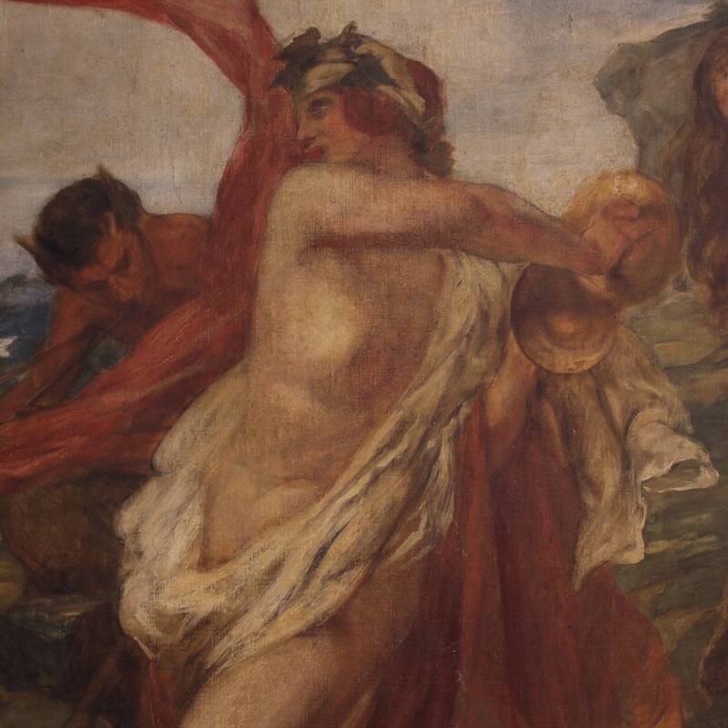 Mythological painting signed Vera Willoughby and dated 1911, Bacchanal