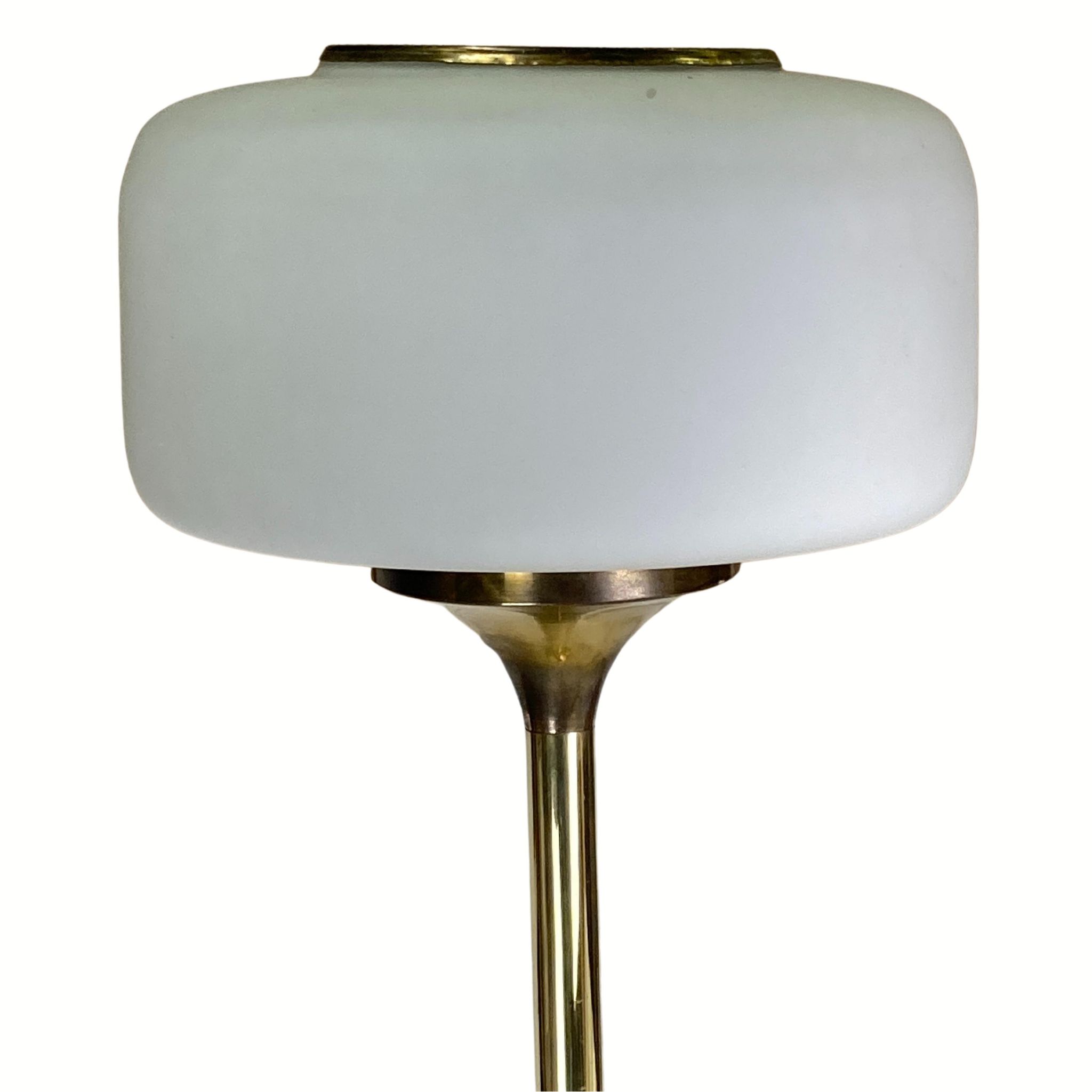 Patinated brass Art Deco low floor lamp, 132cm
