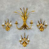 3 wall lamps ear of wheat golden foliage