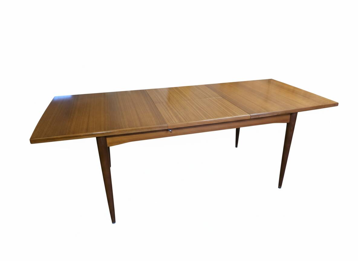 Table scandinave galbée extensible papillon en teck années 60