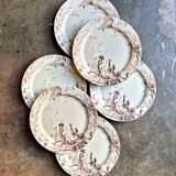 6 dessert plates in iron earth from Creil and Montereau, "Glaïeul" service