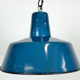 Industrial Blue Enamel Factory Pendant Lamp, 1960s