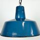 Suspension industrielle en émail bleu d’usine, années 1960