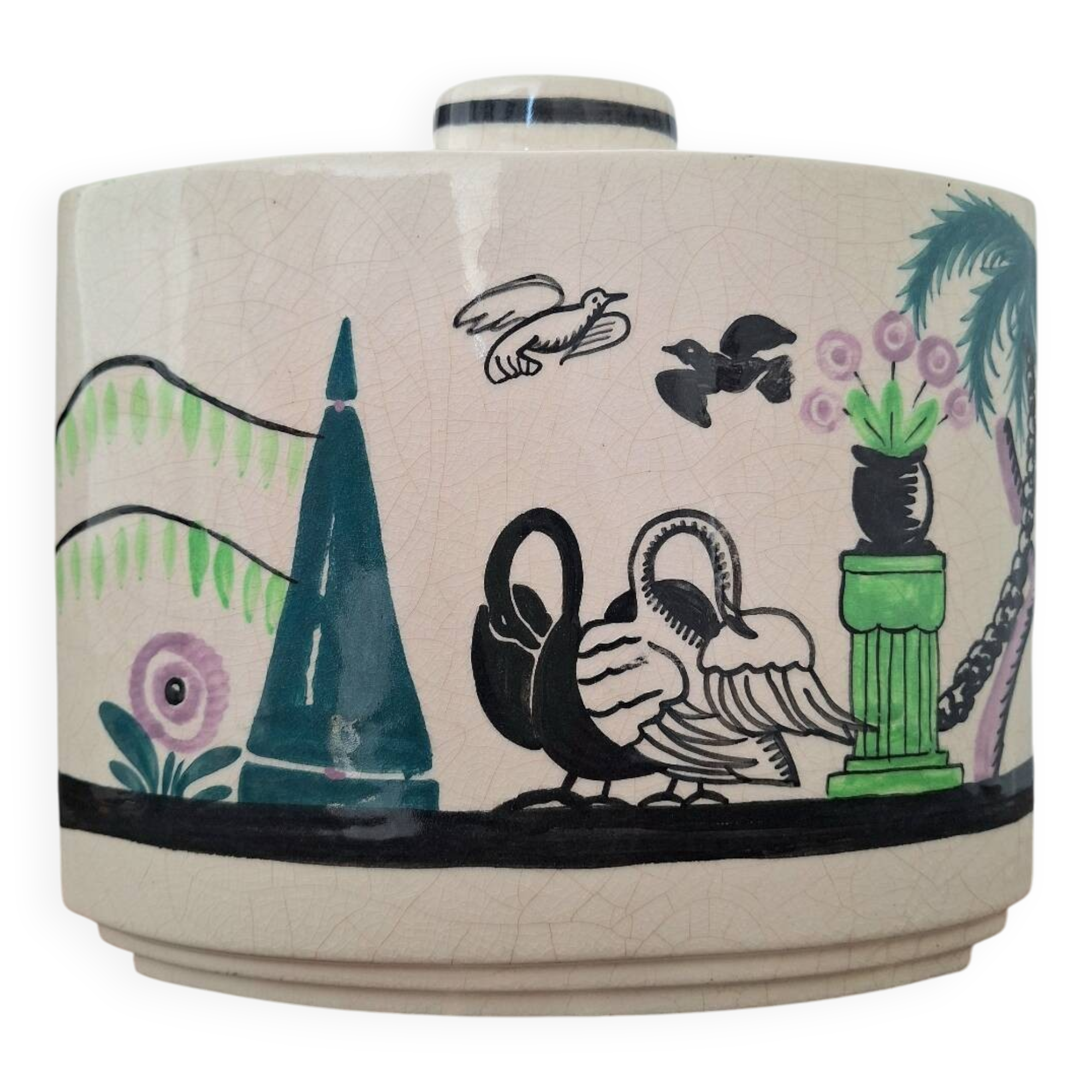 STR France Art Deco vase, vintage ceramic decoration