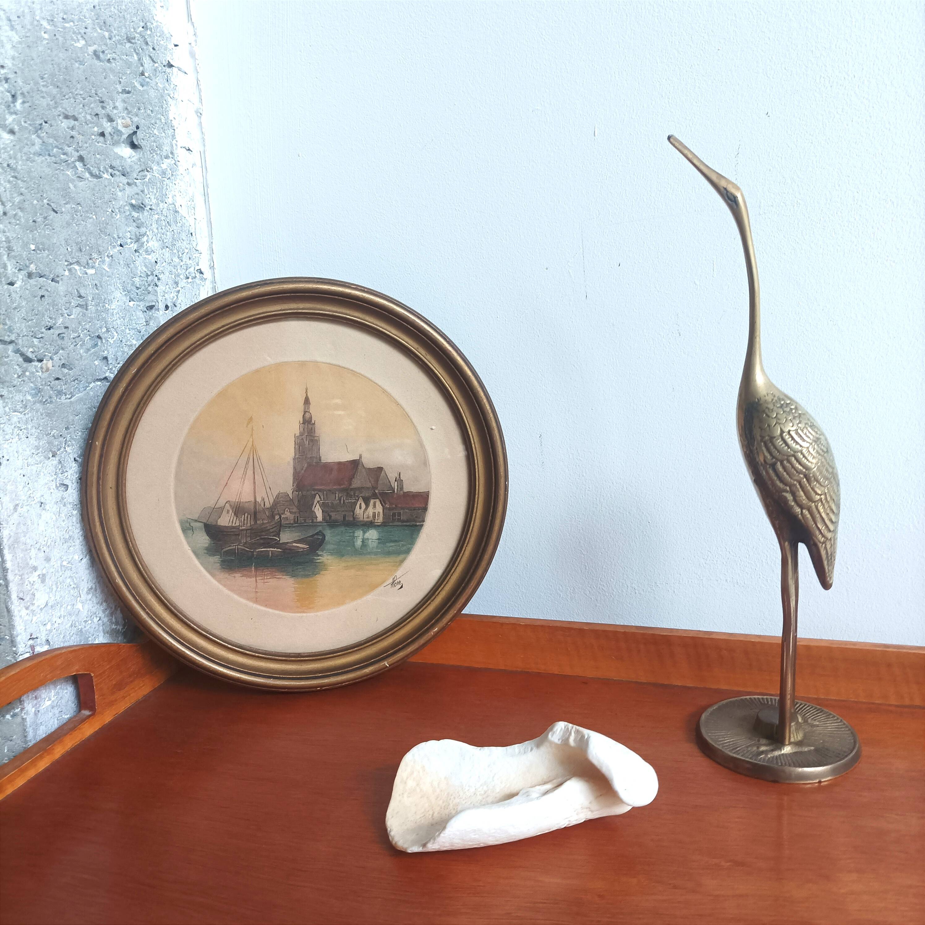 Small signed marine landscape painting