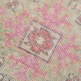 4x7 Vintage Small Size Area Faded Coral Red Turkish Vintage Rug, 127x223 Cm