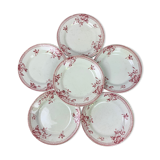 Lot of 6 plates in porcelain of Gien model Pomponnette