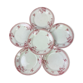 Lot of 6 plates in porcelain of Gien model Pomponnette