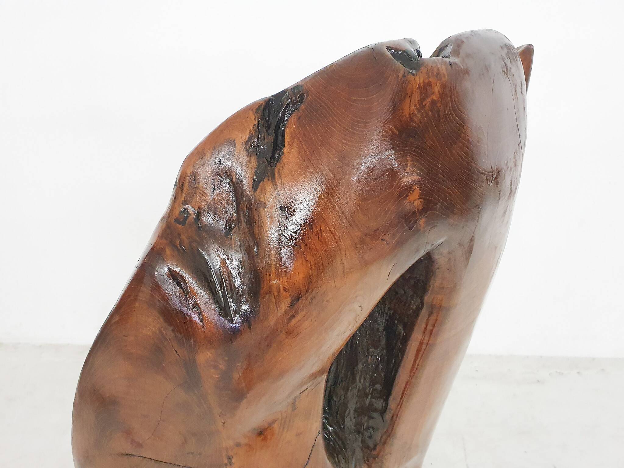 Hand carved wooden tree trunk chair, 1970's