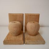 Set of 2 wooden bookends, apple pattern
