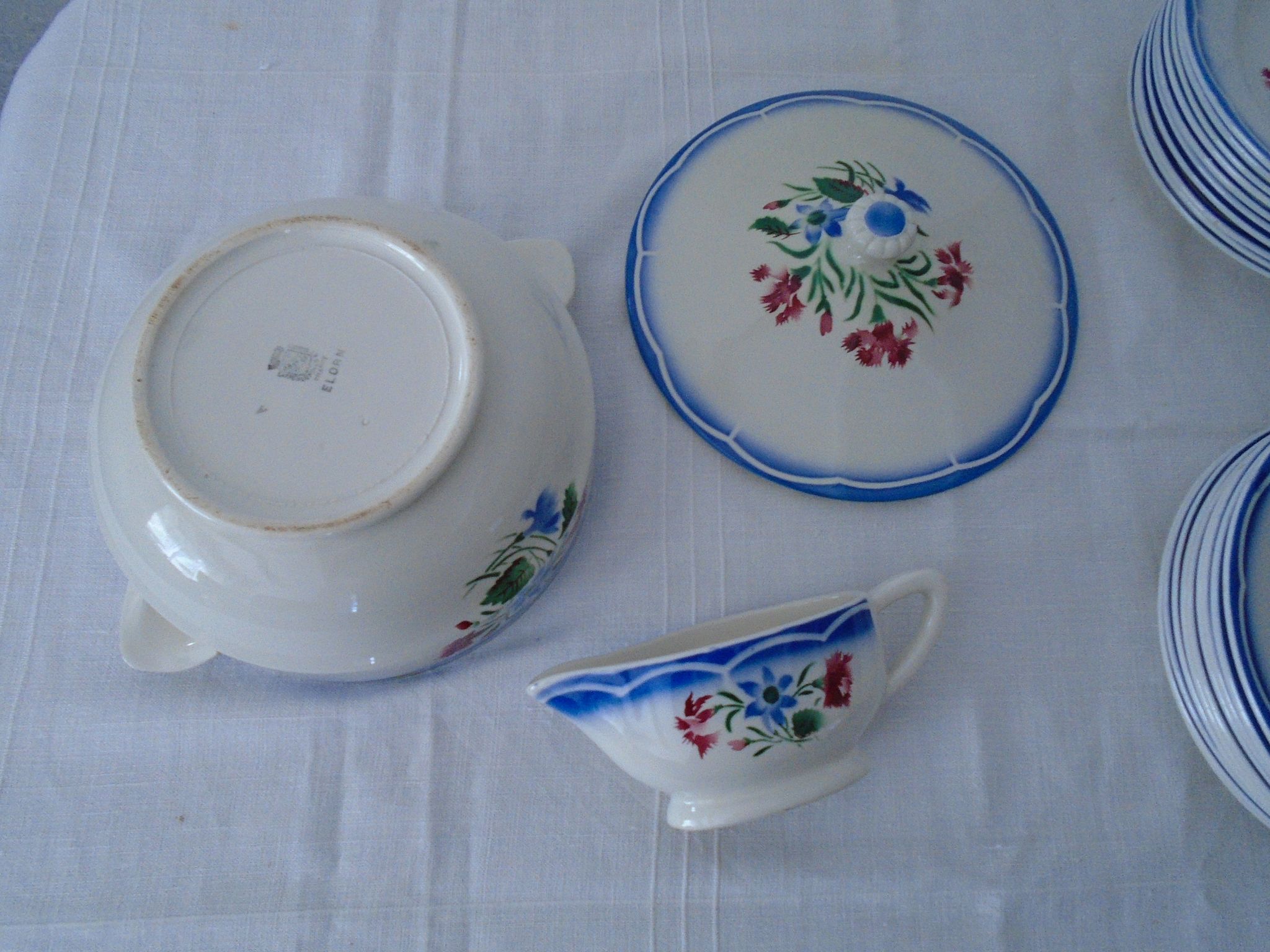 Set of 22 pieces ELORN Sarreguemines Digoin ancient faience