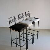 Trois tabourets de bar en fer forgé | Olsson & Dam | Suède | Années 1990